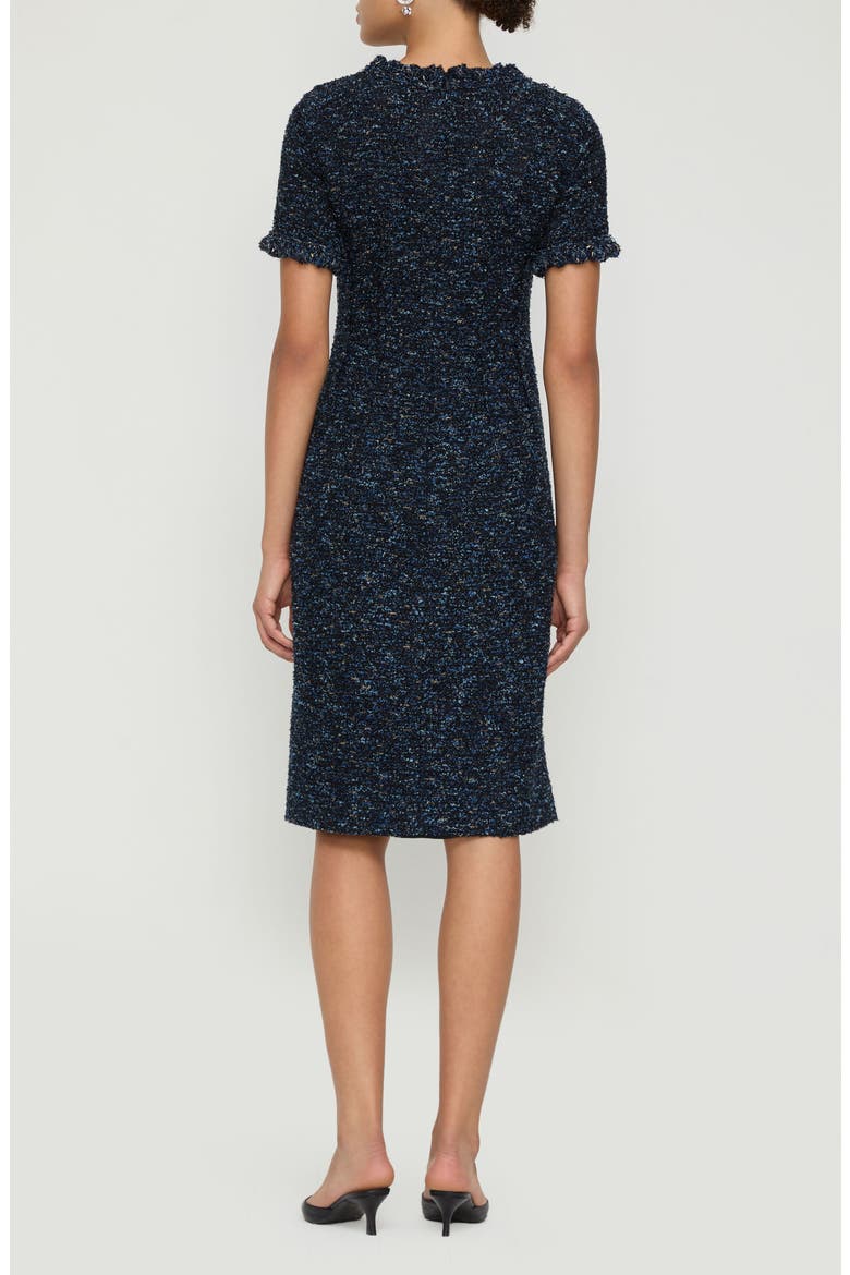 Cosmos Crochet Trim Bouclé Tweed Sheath Dress, Alternate, color, INK MULTI