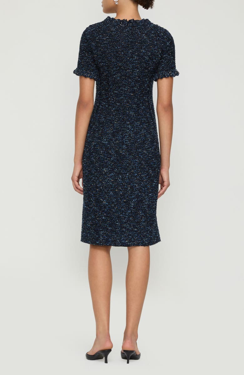 Lafayette 148 New York Cosmos Crochet Trim Bouclé Tweed Sheath Dress, Alternate, color, Ink Multi