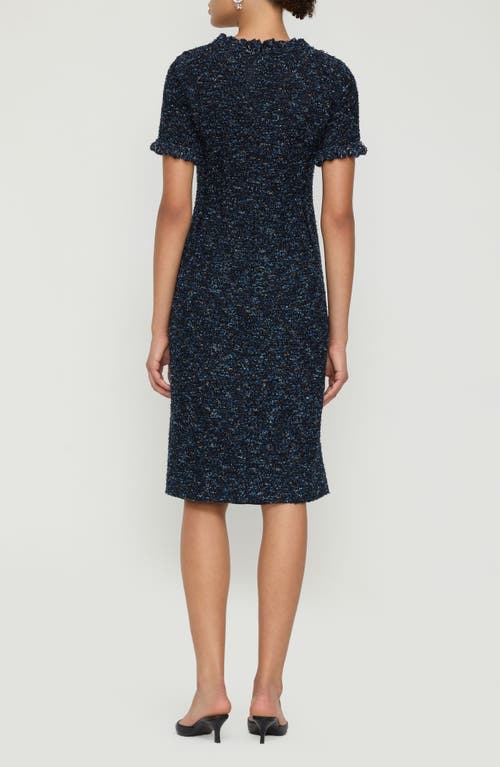 Lafayette 148 Cosmos Bouclé Tweed Crochet Trim Sheath Dress In Blue