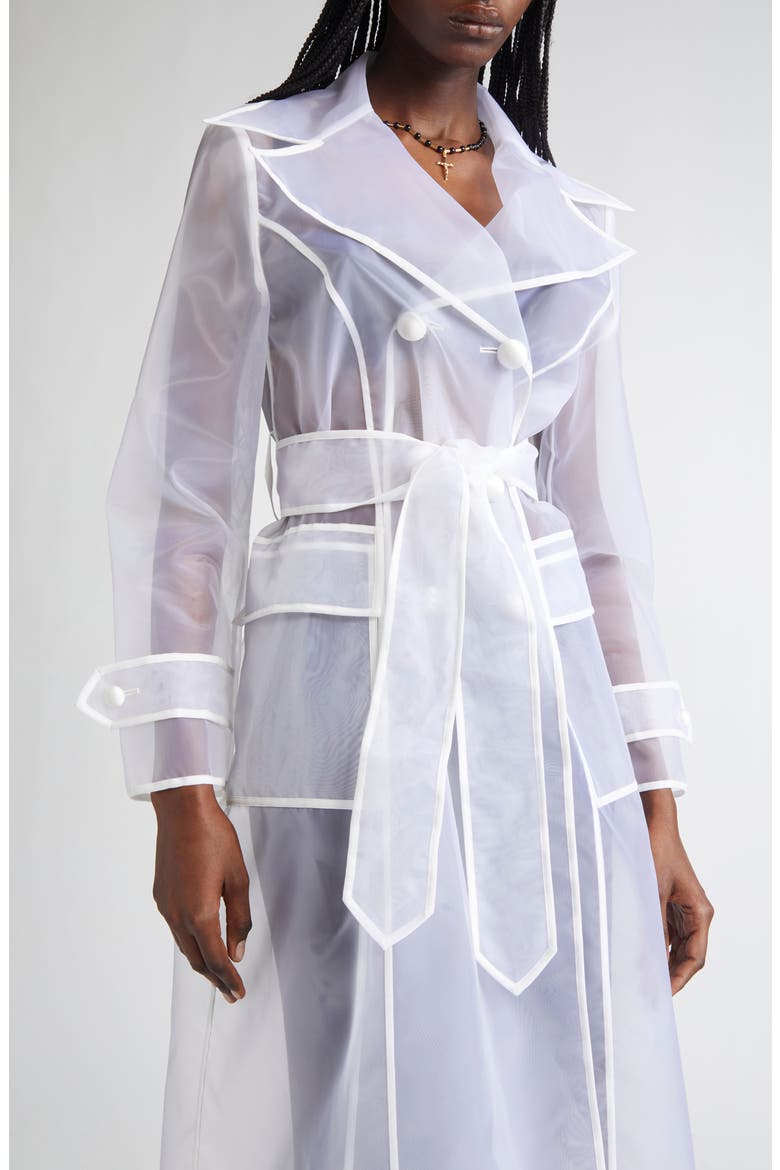 Technical Organza Trench Coat, Alternate, color, W0800 BIANCO OTTICO