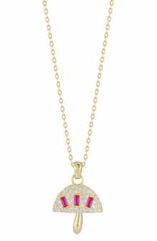 SPHERA MILANO 14K Yellow Gold Plated Sterling Silver CZ Mushroom Pendant Necklace