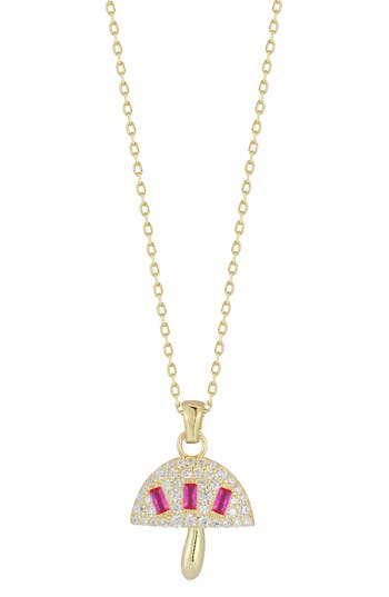 Sphera Milano 14k Yellow Gold Plated Sterling Silver Cz Mushroom Pendant Necklace In Gold