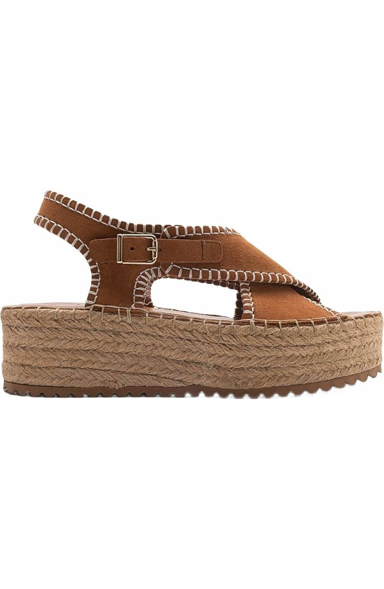 Forever & Always Shoes Bellezza Leather Platform Sandal, Alternate, color, Cognac Brown Suede Leather