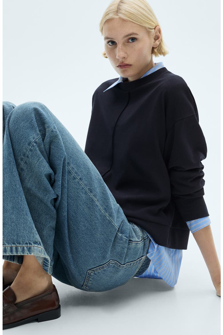 Exposed Seam Crewneck Sweatshirt, Alternate, color, DARK NAVY