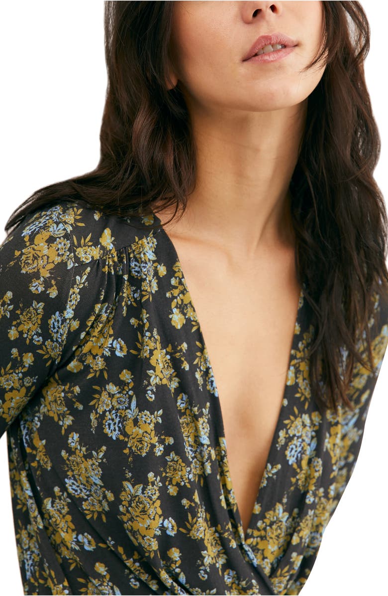 Free People Print Long Sleeve Bodysuit, Alternate, color, 