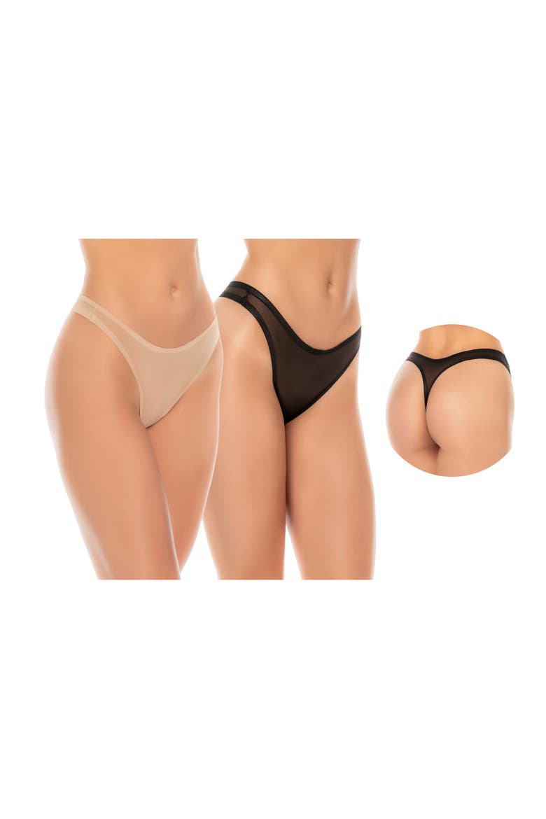 No Show Assorted 2-Pack Thongs, Alternate, color, BEIGE BLACK