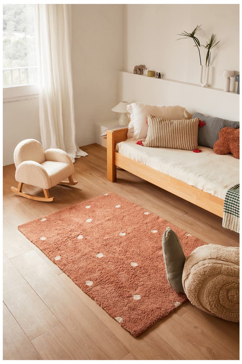 Mini Polka Dot Washable Cotton Blend Rug, Alternate, color, CHESTNUT NATURAL