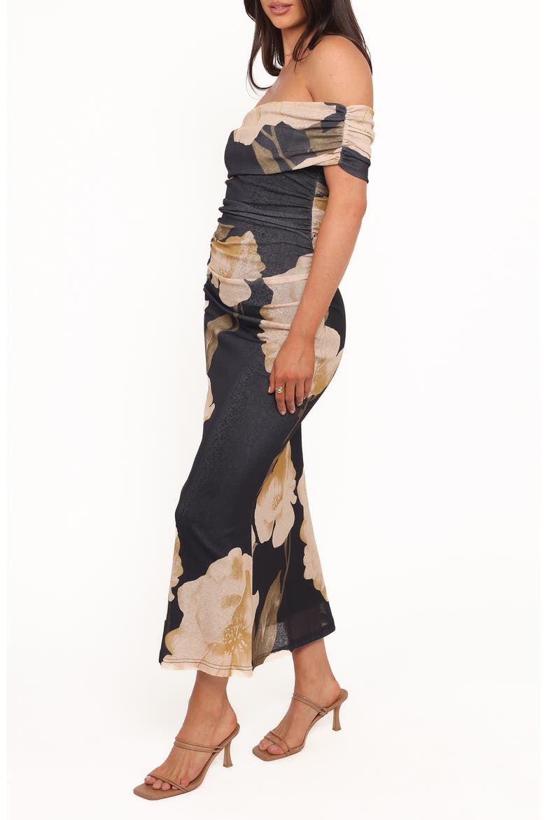 Koda Floral Off the Shoulder Dress, Alternate, color, BLACK FLORAL