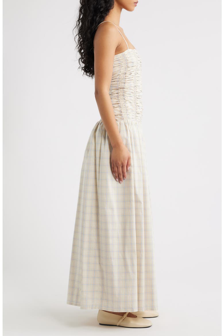 Mira Cotton Maxi Dress, Alternate, color, FLOOR CHECK-ANTIQUE WHITE