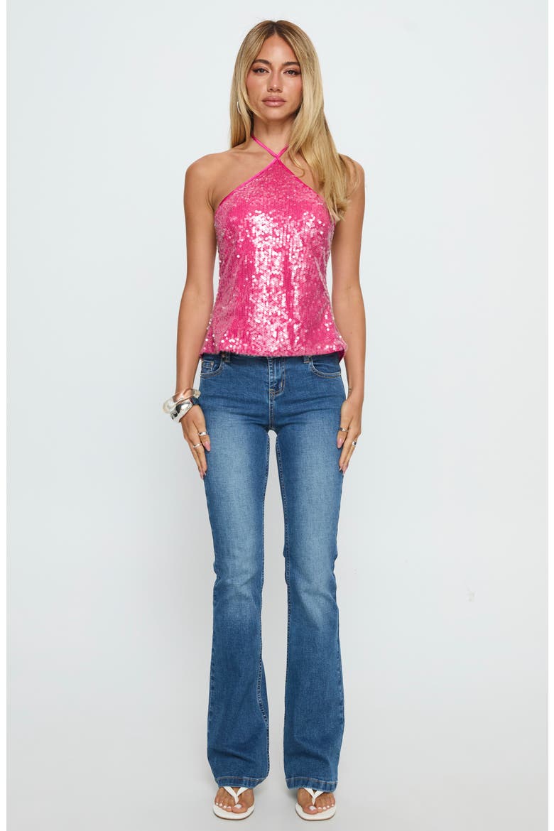 Sun Salutations Sequin Halter Top, Alternate, color, PINK