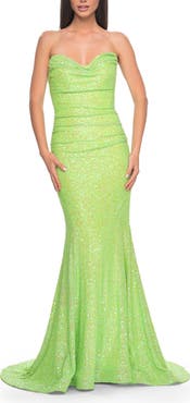 La Femme Strapless Sweetheart Mermaid Sequin Prom Gown