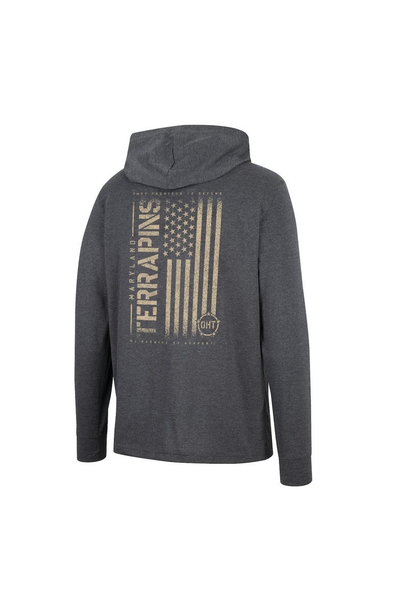 COLOSSEUM Men's Colosseum Heather Black Maryland Terrapins Team OHT Military Appreciation Long Sleeve Hoodie T-Shirt, Alternate, color, Black