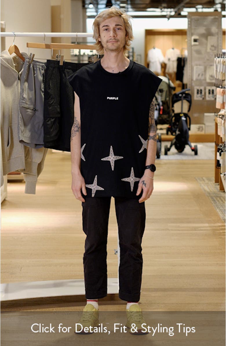 Textured Cotton Jersey Graphic Muscle Tee, sales video thumbnail