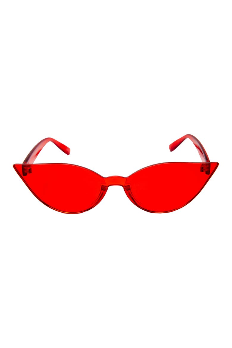 Mono Color Cat Eye Sunglasses, Main, color, RED