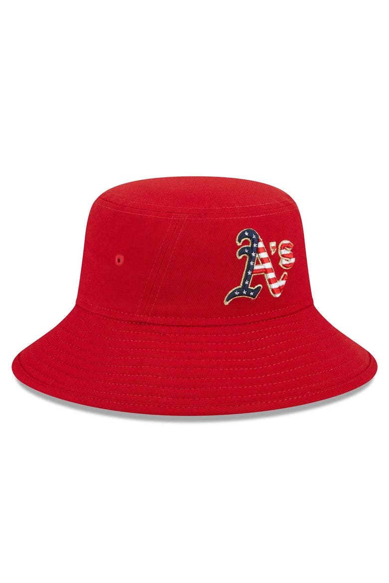 Men's New Era  Red Oakland Athletics 2023 Fourth of July Bucket Hat, Alternate, color, Red