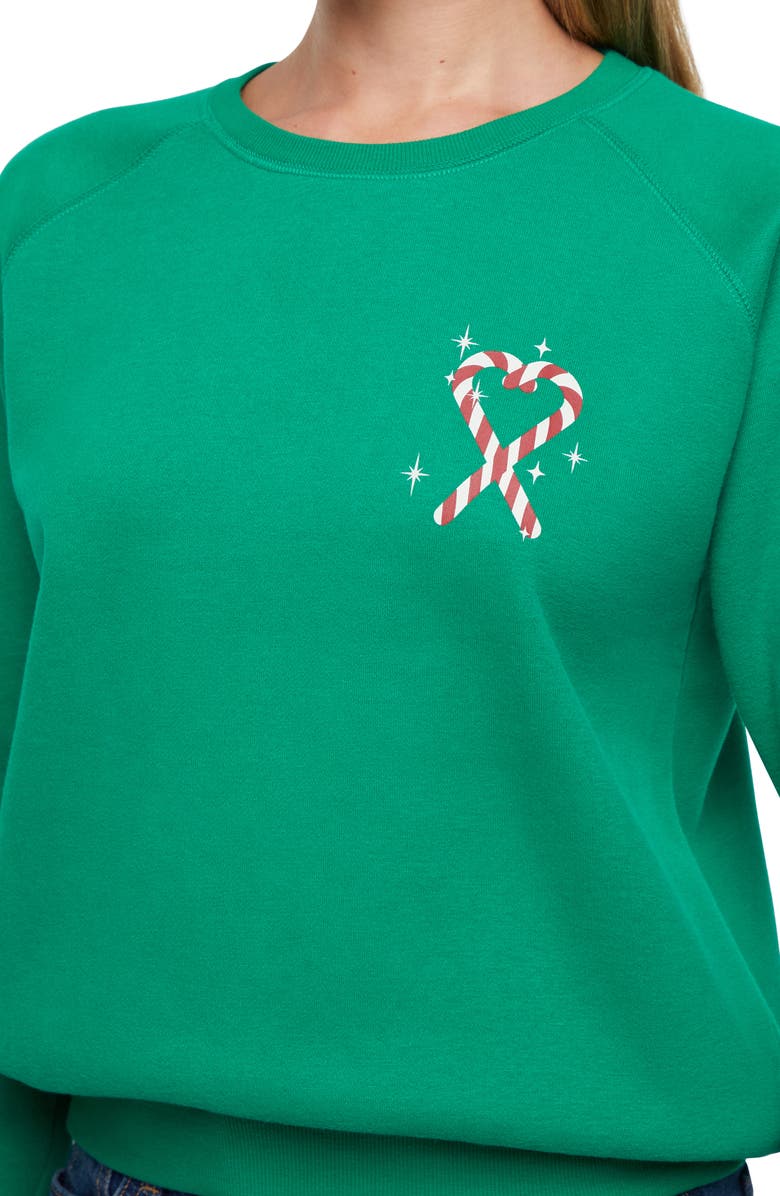 Wildfox Keely Tini's & Tinsel Sweatshirt, Alternate, color, Jolly Green