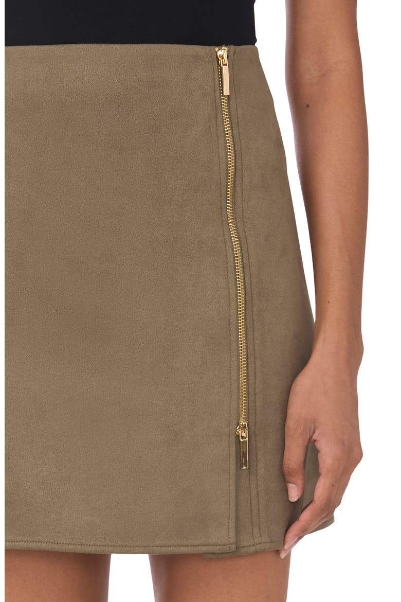 Side Zip Faux Suede Miniskirt, Alternate, color, OLIVE