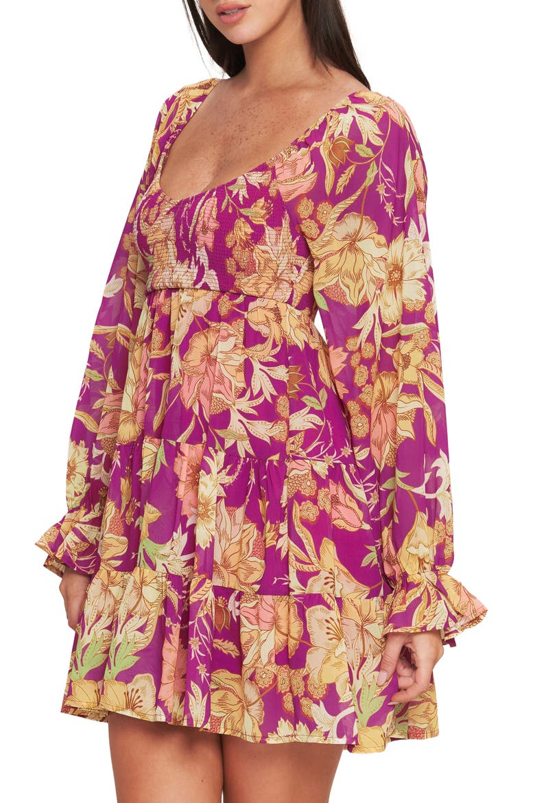 Long Sleeve Minidress, Alternate, color, MAGENTA