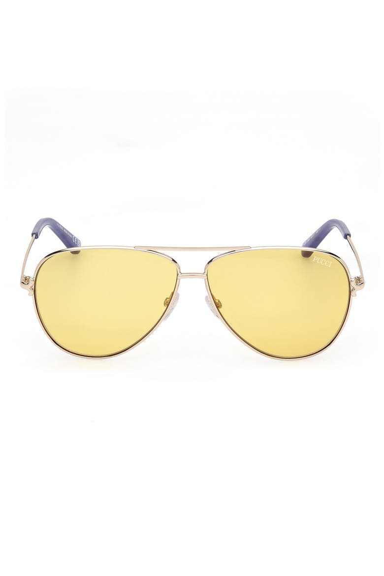 60mm Pilot Sunglasses, Main, color, GOLD/ OPAL LAVENDER / YELLOW