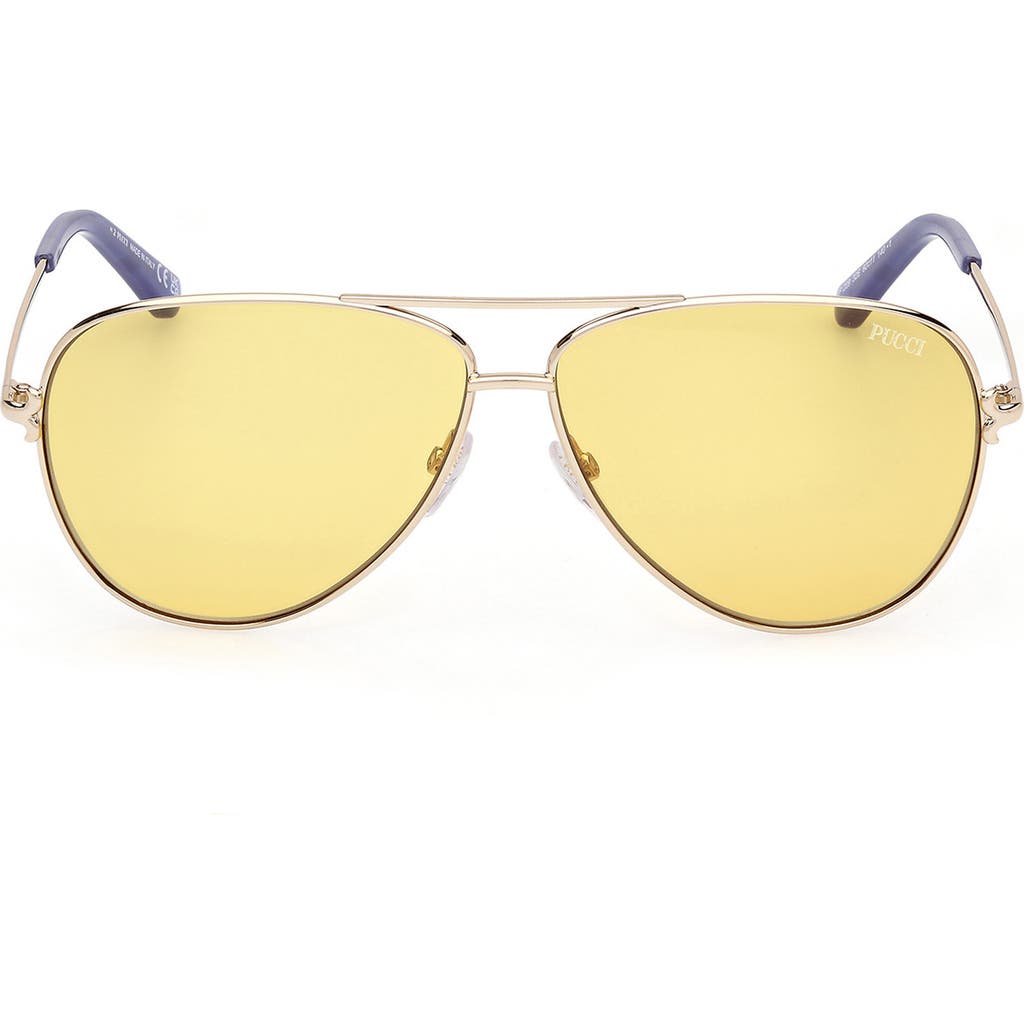 Pucci Women's Aviator-style Yellow Gold-tone Sunglasses In Multi