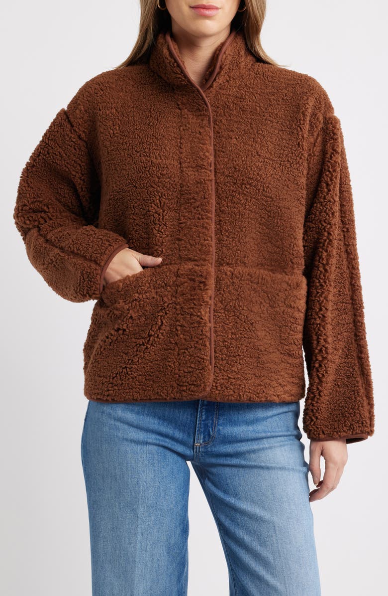 Caslon<sup>®</sup> Faux Shearling Jacket, Alternate, color, Brown Tiramisu