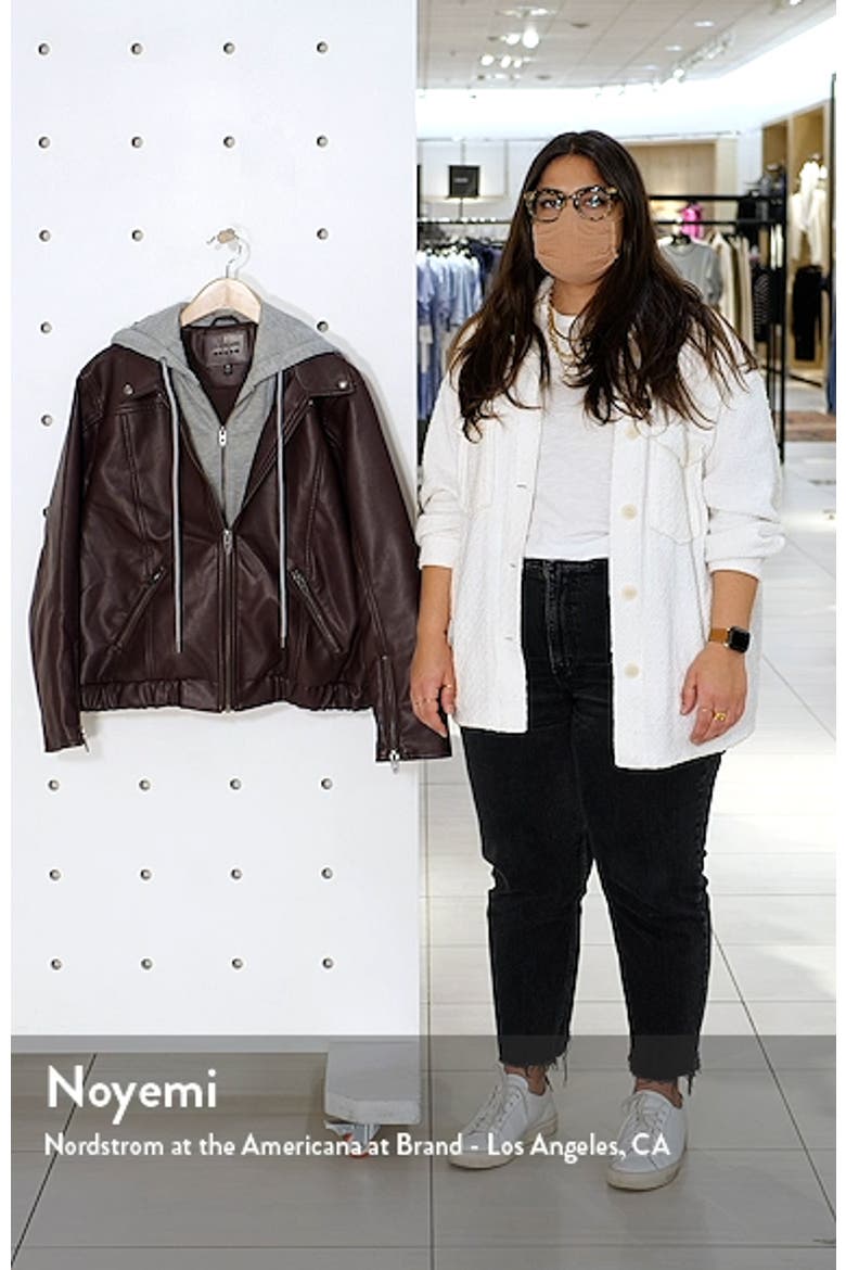 Faux Leather Jacket with Hooded Bib Insert video