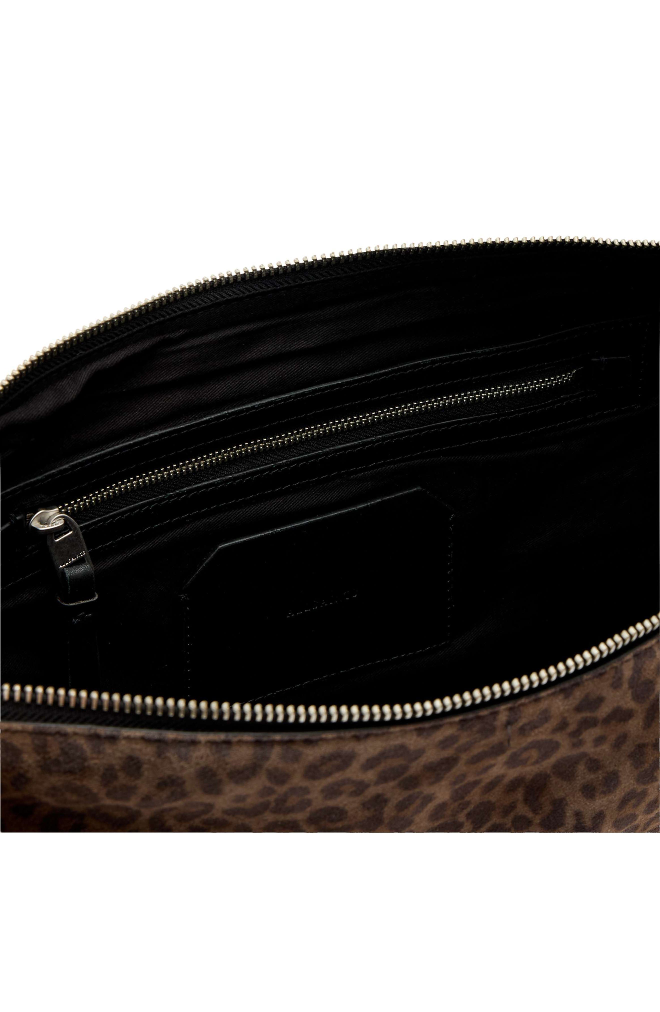 AllSaints Half Moon Leather Shoulder Bag, Alternate, color, Lepoard Brown