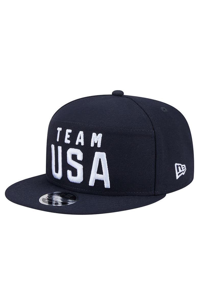 New Era Men
s New Era  Navy Team USA Side Patch 9FIFTY Split Panel Snapback Hat, Alternate, color, Navy