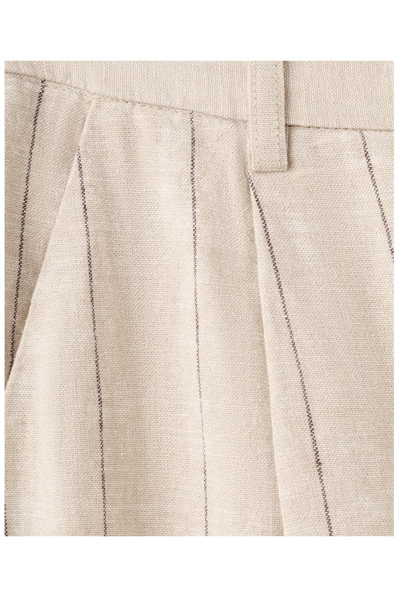 Pinstripe Wide Leg Linen & Cotton Pants, Alternate, color, BROWN