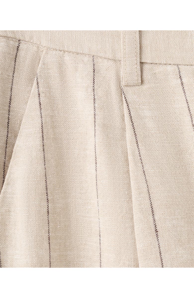 MANGO Pinstripe Wide Leg Linen & Cotton Pants, Alternate, color,