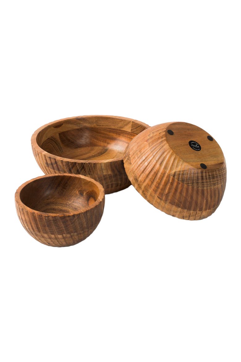 Stria Acacia Wood Bowls, Alternate, color, Brown