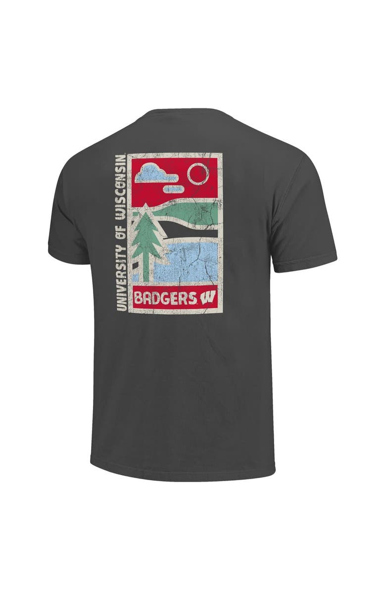 IMAGE ONE Men's Graphite Wisconsin Badgers Comfort Colors Minimal Vista Distressed Graphics T-Shirt, Alternate, color,
