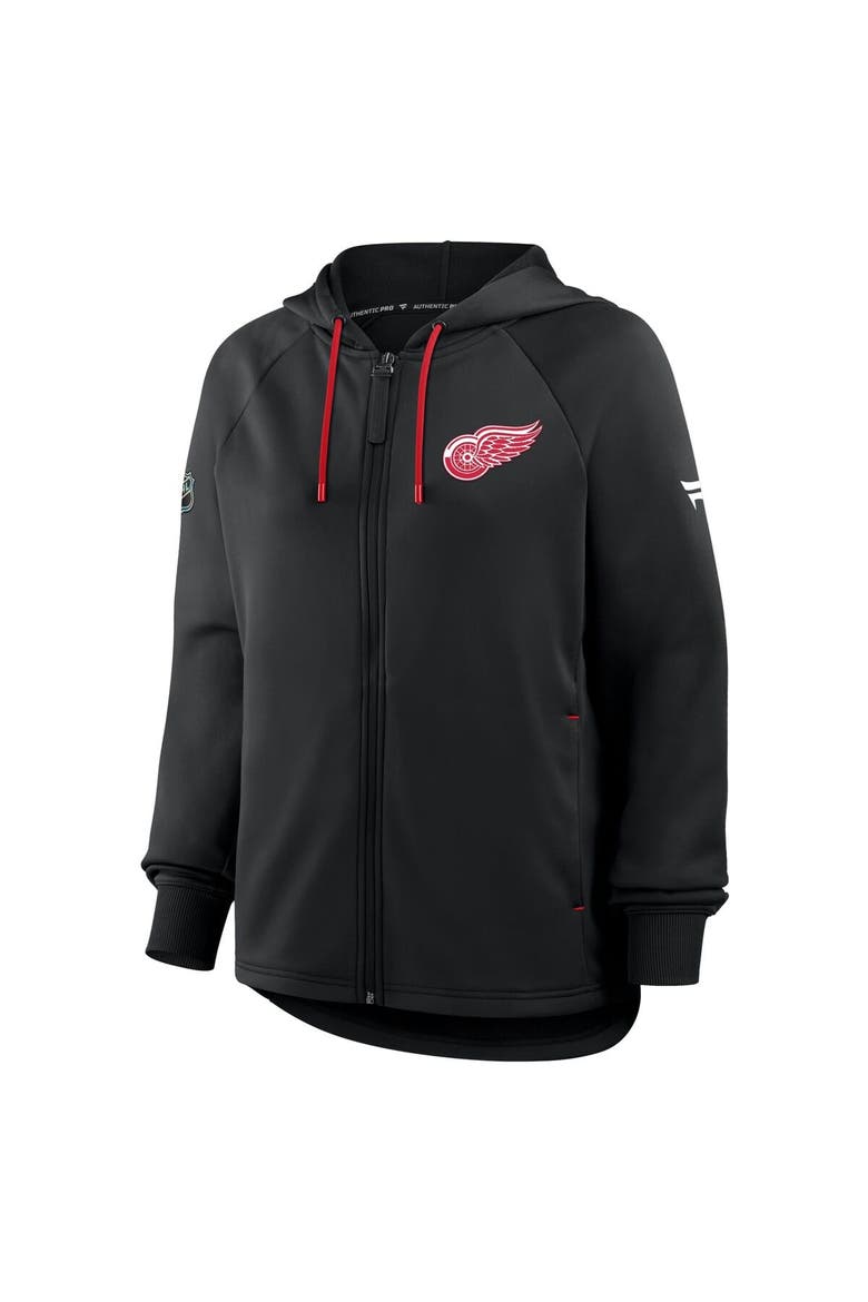 Women's Fanatics Black Detroit Red Wings Authentic Pro Rink Raglan Full-Zip Hoodie, Alternate, color, Black