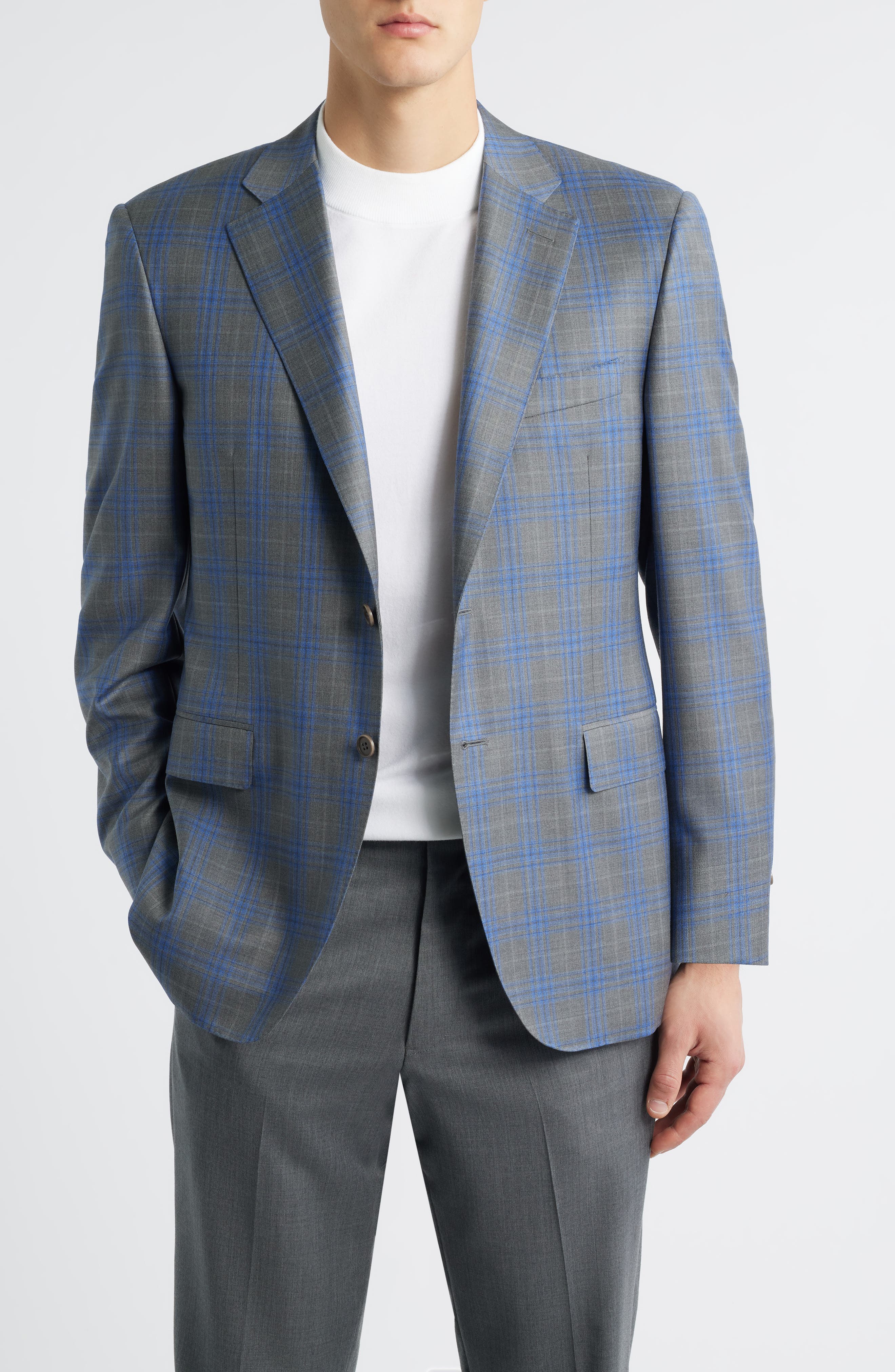 Siena Regular Fit Grey Shadow Check Wool Sport Coat