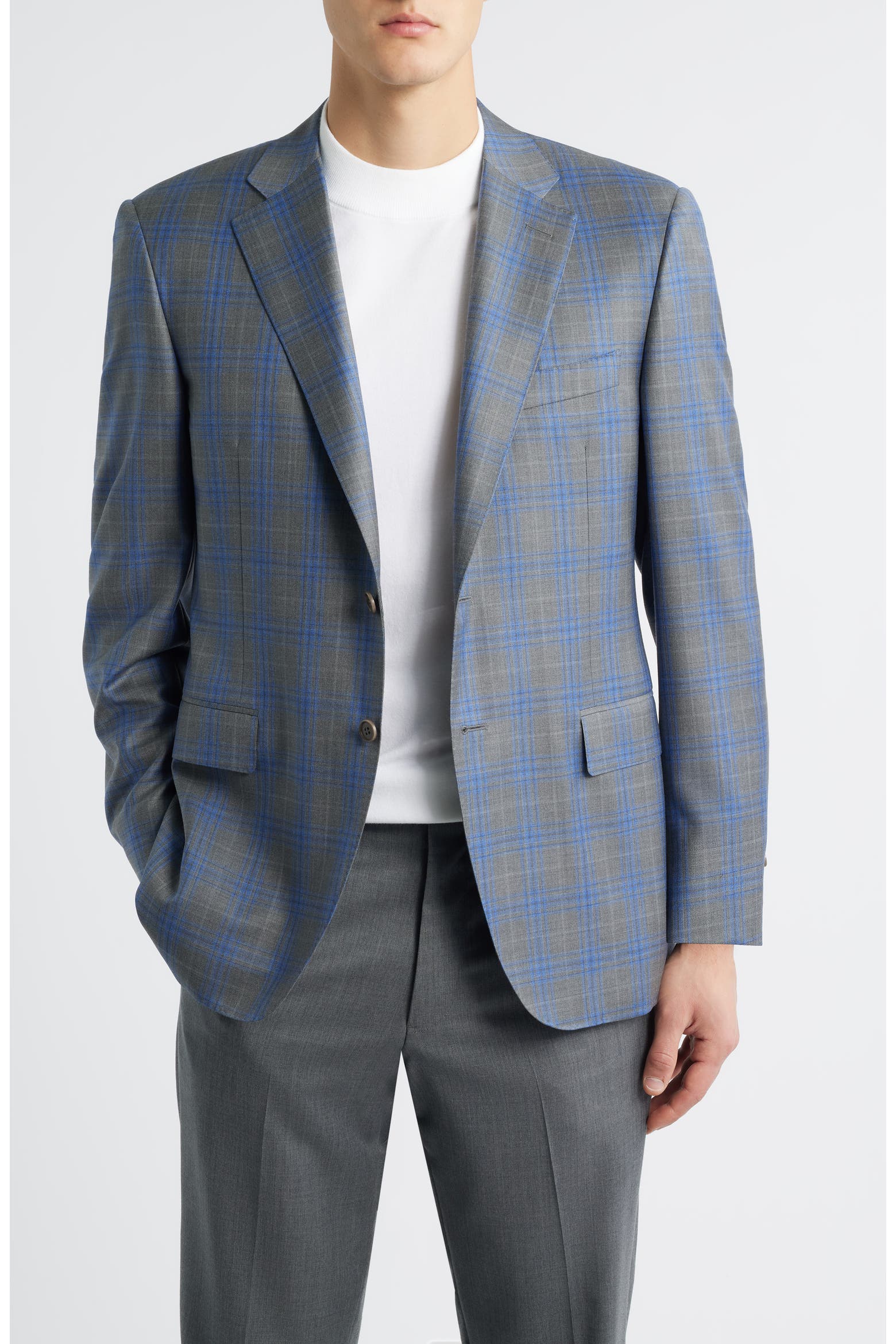 Shadow Check Wool Siena Regular Fit Grey Shadow Check Wool Sport Coat (Men) | Nordstrom