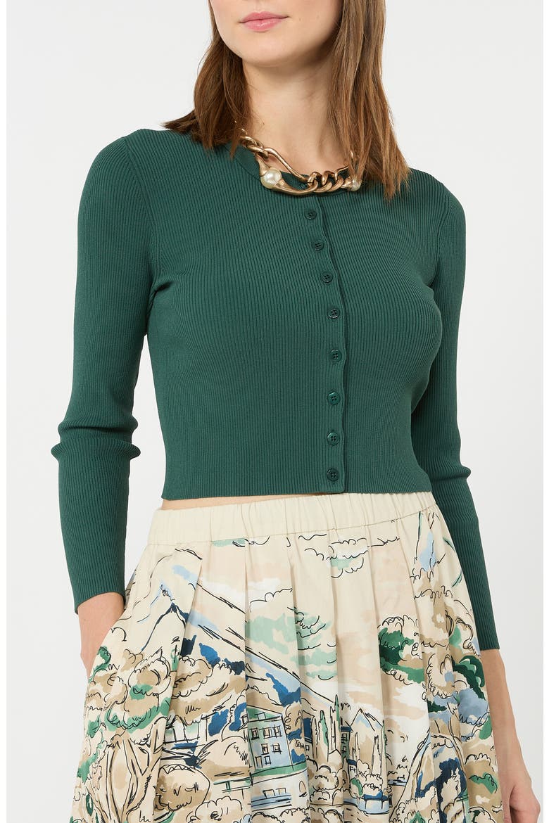 Weekend Tennis Rib Cardigan, Alternate, color, GREEN