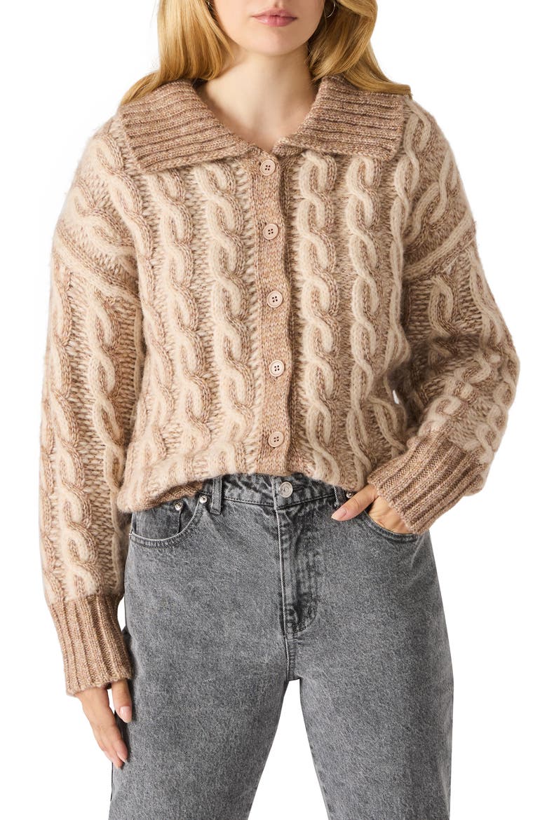Michaella Cable Cardigan, Main, color, MOCHA MOUSSE