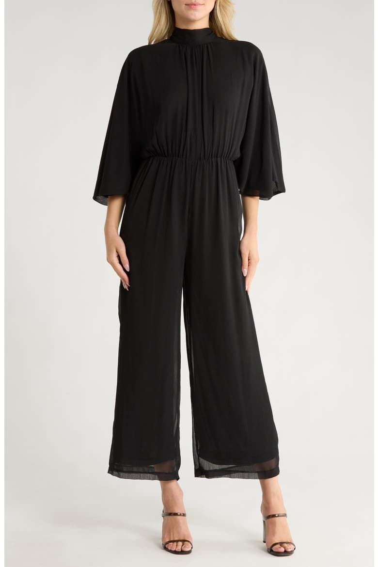 Rosalie Mock Neck Jumpsuit, Main, color, BLACK