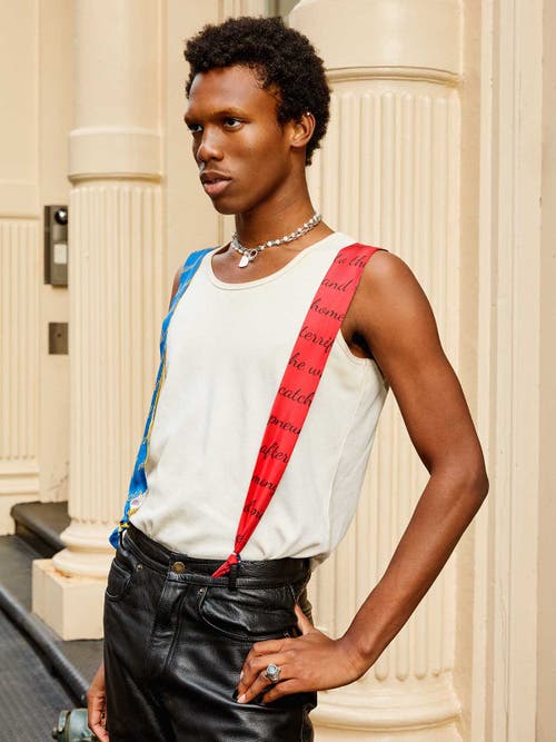 Lost Pattern Nyc "el Amor" Silk Twill Skinny Scarf In Multi