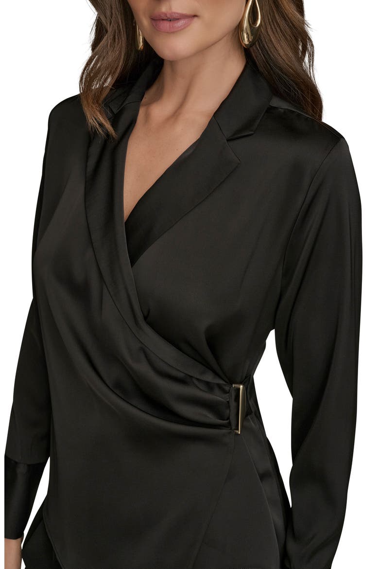 Wrap Charmeuse Shirt, Alternate, color, BLACK