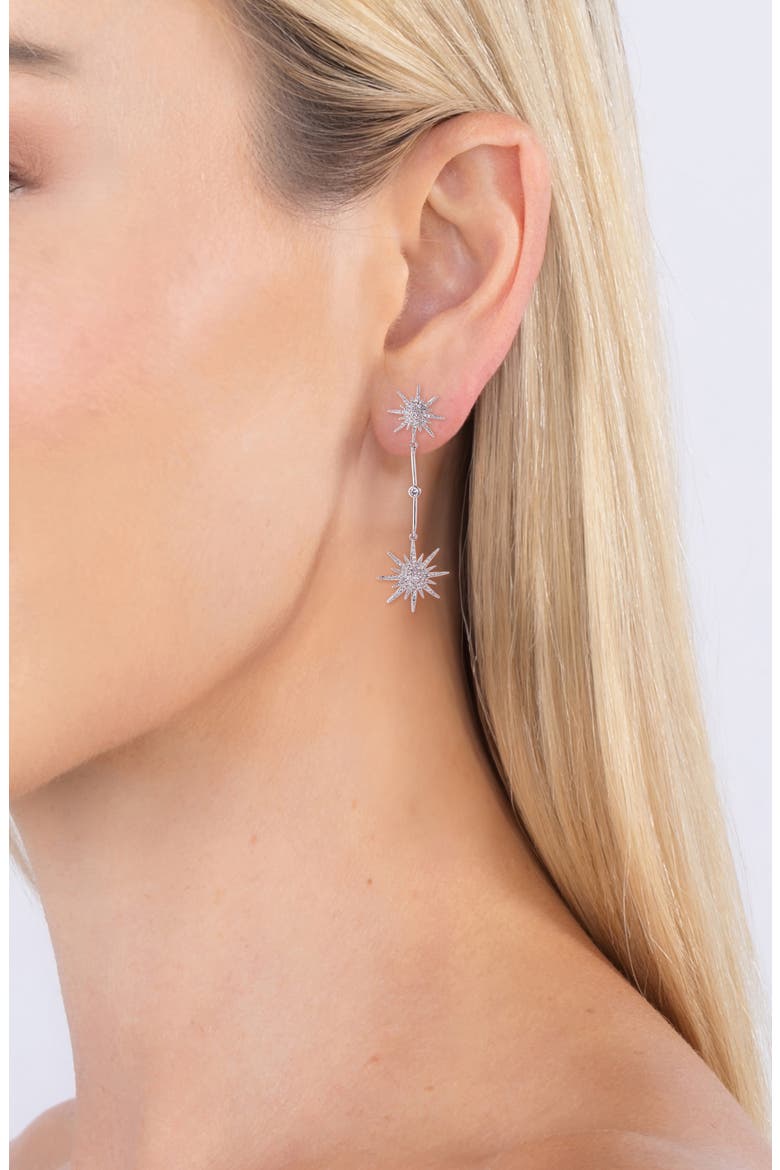 Sandra Pavé Cubic Zirconia Star Constellation Drop Earrings, Alternate, color, SILVER