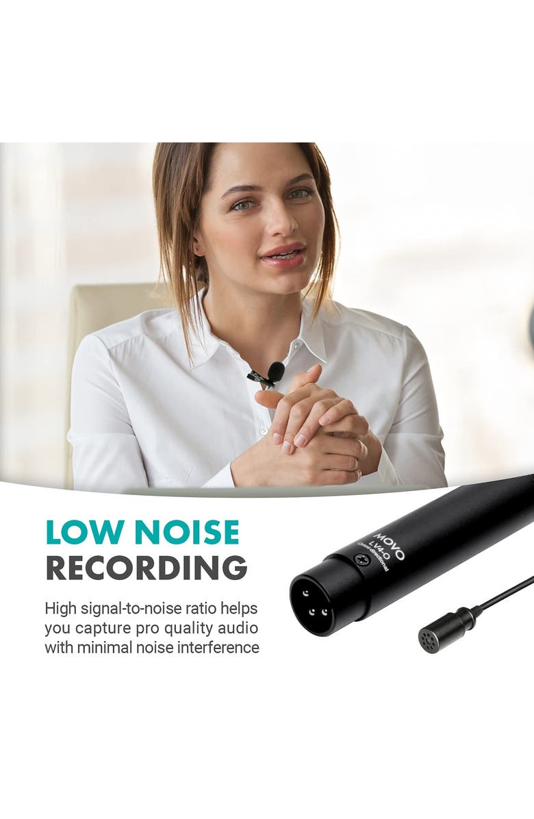 MOVO LV4-O Omnidirectional XLR Lavalier Microphone - Phantom Powered, Alternate, color, Black