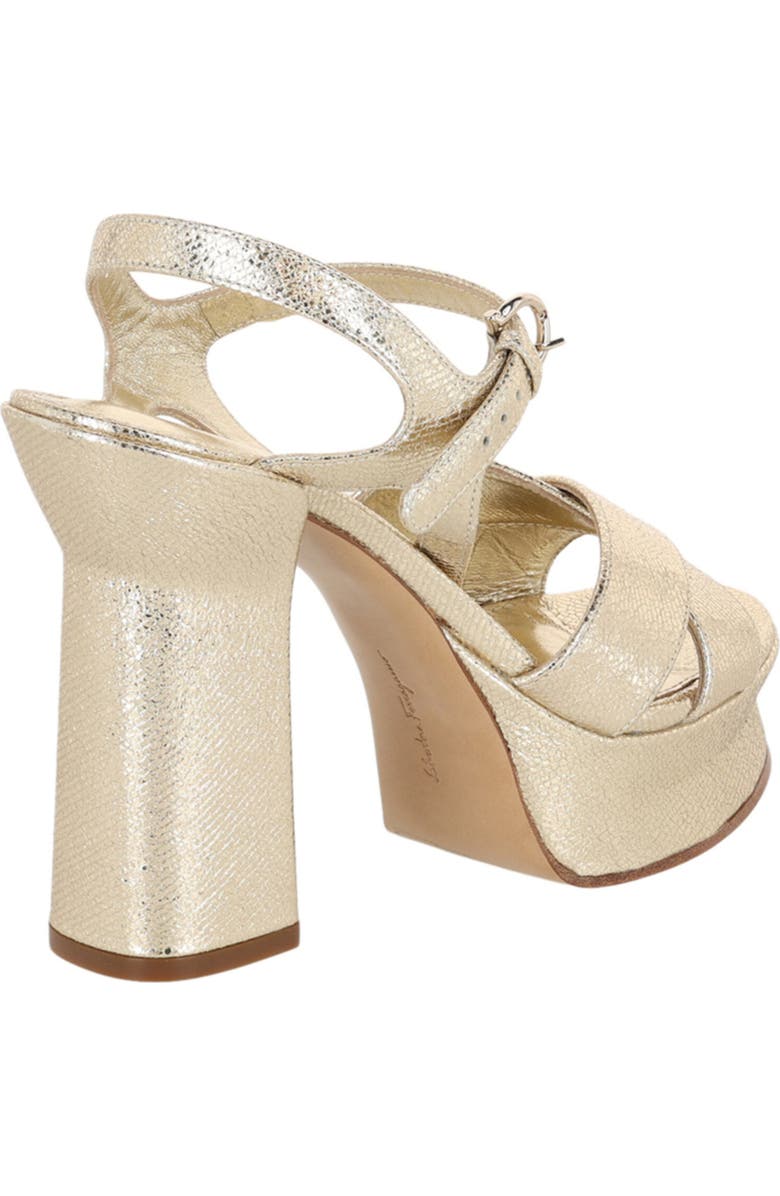 FERRAGAMO Sonya Metallic Leather Platform Sandal, Alternate, color, Gold