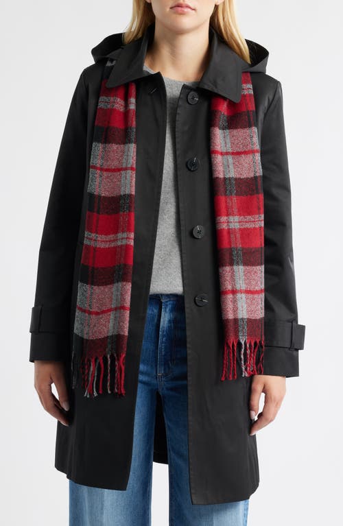 London Fog Short Raincoat With Scarf In Black