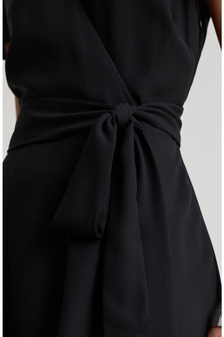 Surplice Neck Georgette Shirtdress, Alternate, color, BLACK