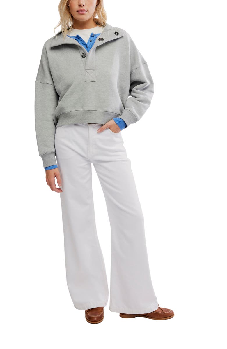 Free People Timeless Cotton Blend Pullover, Alternate, color, Heather Grey