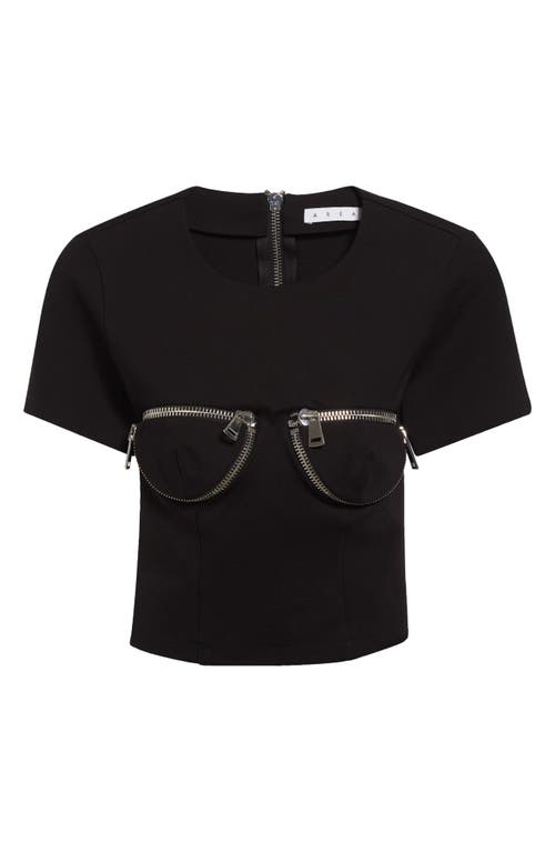 Shop Area Zipper Bustier Cup T-shirt In Black