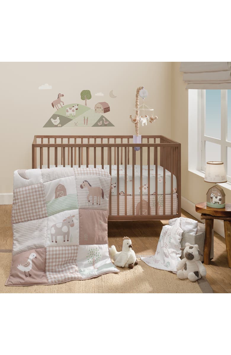 Bedtime Originals Farmyard Friends 3-Piece Infant Baby Nursery Crib Bedding Set, Alternate, color, Cream