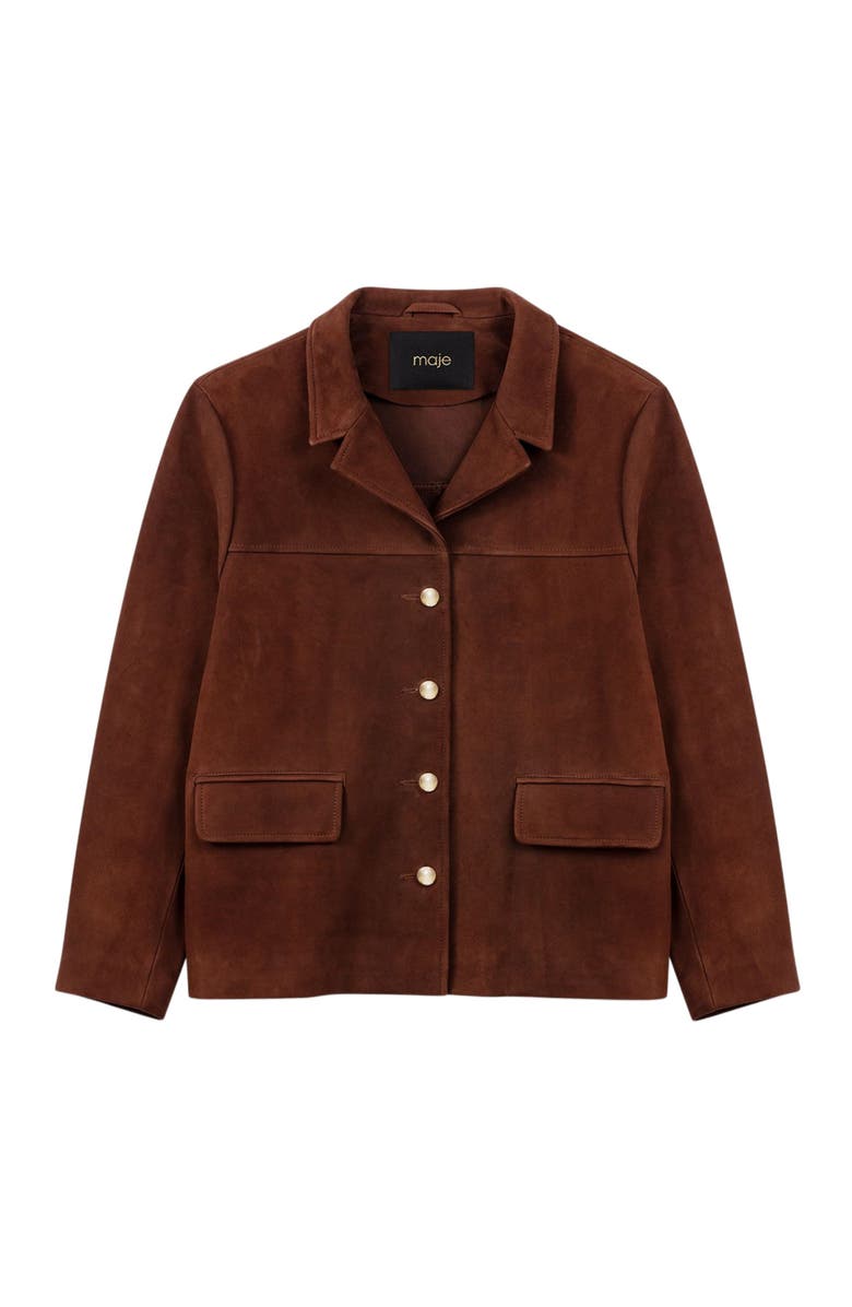 maje Suede jacket, Alternate, color, Chocolate Brown