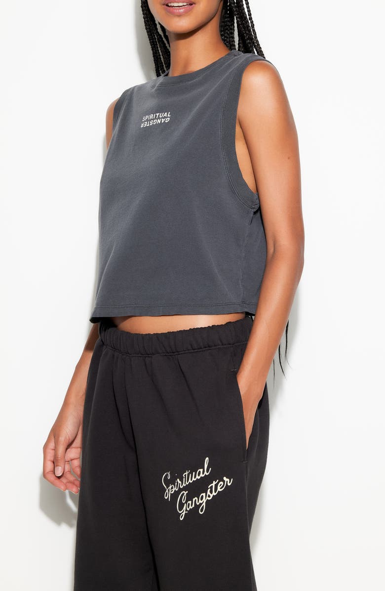 Spiritual Gangster Doheny Logo Cotton Crop Tank, Alternate, color, Ash